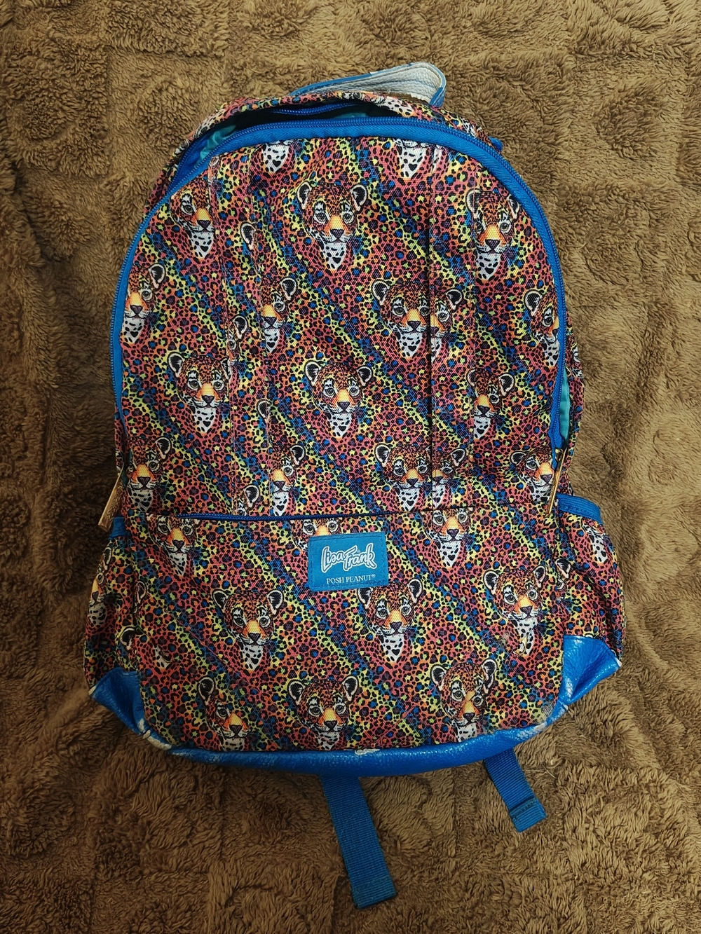 Blue Leopard Print Kids Backpack - Lisa Frank Posh Peanut